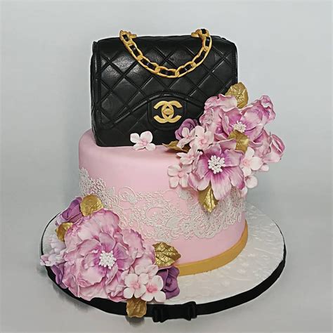 chanel baby shower cakes|Chanel bag cake.